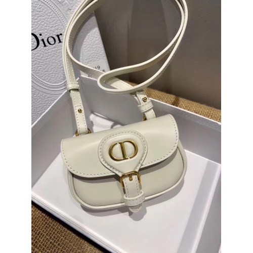 MINI DIOR BOBBY BAG Teplá taupe telecí kůže S5109U BÍLÁ