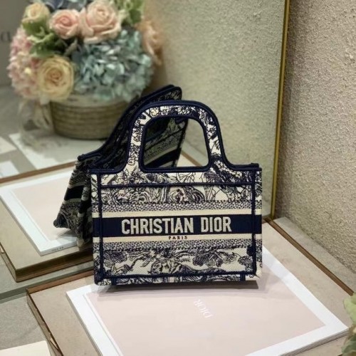 MINI DIOR BOOK TOTE Výšivka S5475Z Modrá