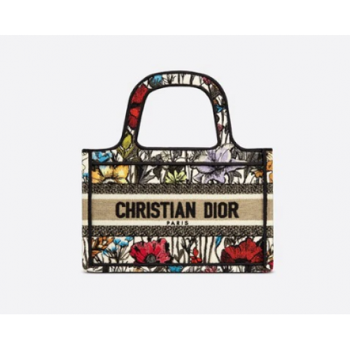 MINI DIOR BOOK TOTE Vícebarevná výšivka Mille Fleurs S5475Z