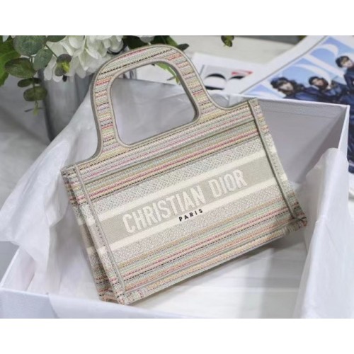 MINI DIOR BOOK TOTE Vícebarevné pruhy Výšivka S5475Z