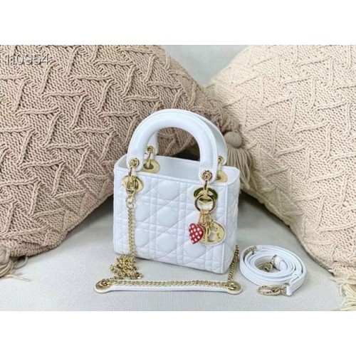 MINI DÁMSKÁ KABELKA DIOR Cannage Lambskin M0505OC bílá