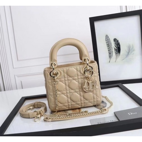 MINI LADY DIOR BAG Jehněčí kůže M0566OE Béžová