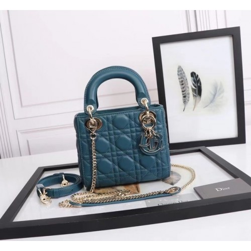 MINI LADY DIOR BAG Jehněčí kůže M0566OE modrá