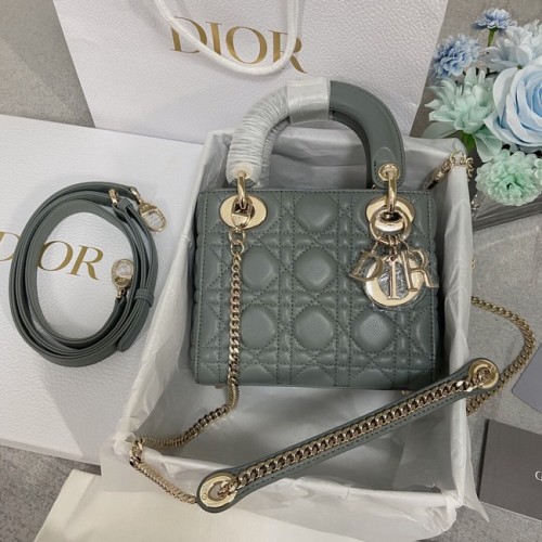 MINI LADY DIOR BAG Jehněčí kůže M0566OW šedá a zlatá