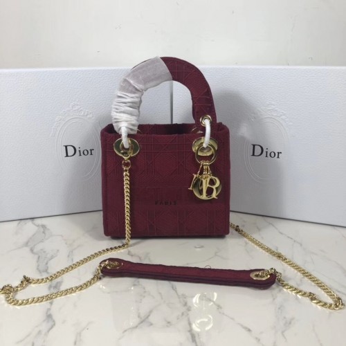 MINI LADY DIOR TOTE BAG Z VYŠÍVANÉHO PLÁTNA C4531 Bordeaux