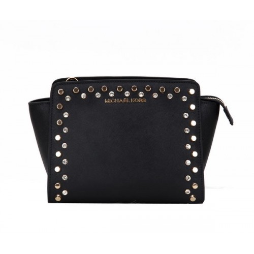 Kabelka Michael Kors Mini Selma přes rameno originální kůže MK1879 černá