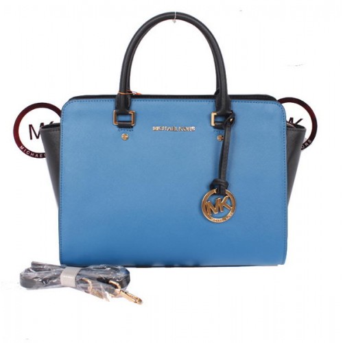 Michael Kors Selma Top-Zip Satchel Bag MK115 Modrá a černá
