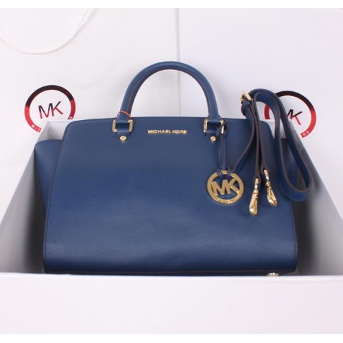 Michael Kors Selma Top-Zip Satchel Bag MK115 Modrá