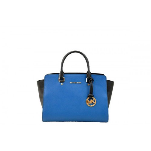 Michael Kors Selma Top-Zip Satchel Bag MK1990 Modrá a černá