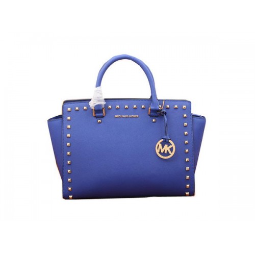 Michael Kors Selma Top-Zip Satchel Bag MK8002 Modrá