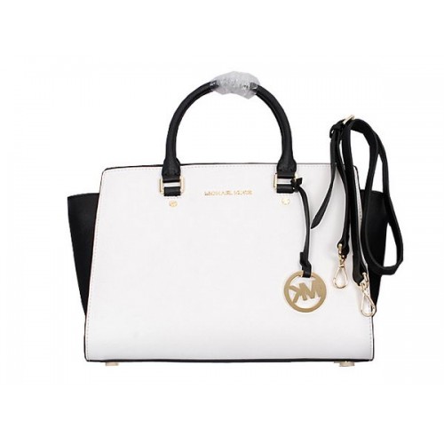 Michael Kors Selma Top-Zip Satchel Bag MK8700 White&Black