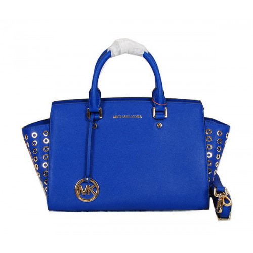 Michael Kors Selma Top-Zip Satchel Bag MK8027 Modrá