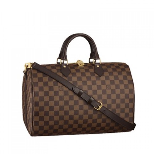 Louis Vuitton Damier Ebene Canvas Speedy 35 s ramenním popruhem N41182