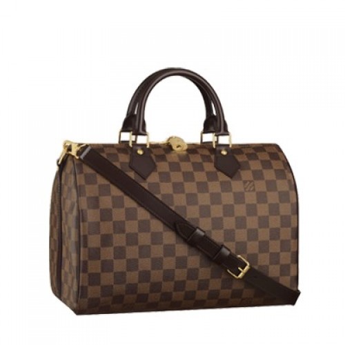 Louis Vuitton Damier Ebene Canvas Speedy 30 s ramenním popruhem N41183