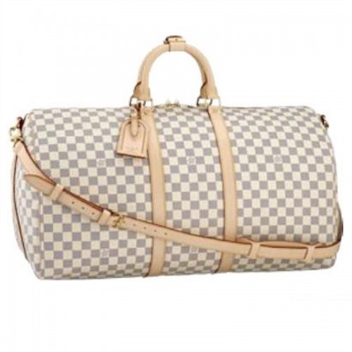 Kabelka Louis Vuitton Damier Azur Canvas Keepall 55 Ramenní popruh N41429