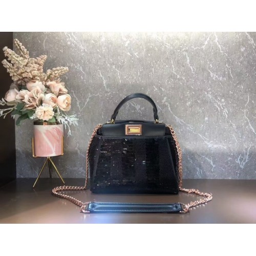 FENDI PEEKABOO ICONIC MINI kabelka s korálky F1359 černá