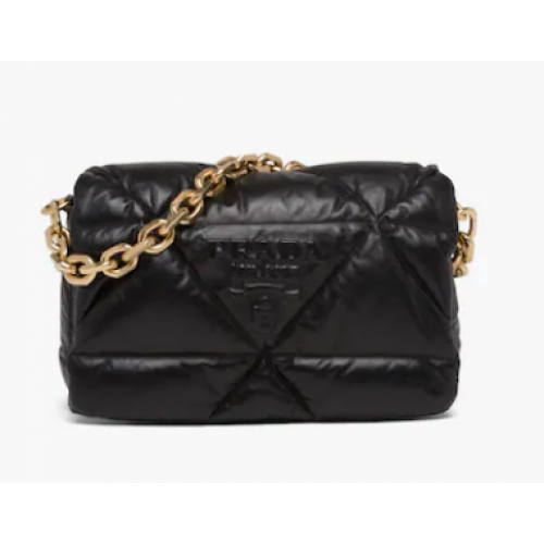 Polstrovaná kabelka přes rameno z nappa kůže 1BD306 černá