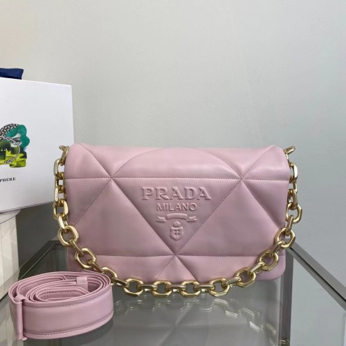 Prada Polstrovaná kabelka přes rameno z nappa kůže 1BD306 růžová