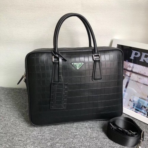 Prada aktovka z krokodýlí kůže 2VE368 černá
