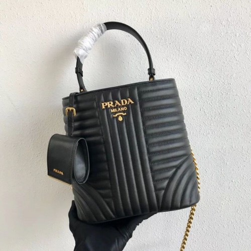 Prada Double Saffiano Original Telecí Kožená Kabelka 1BA212 Černá