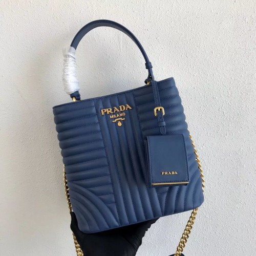 Prada Double Saffiano Original Telecí Kožená Kabelka 1BA212 Modrá