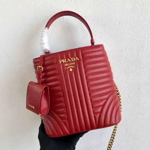 Prada Double Saffiano Original Telecí Kožená Kabelka 1BA212 Červená