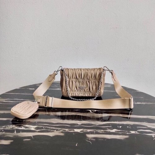 Kožená taška přes rameno Prada Gaufre nappa 1BD289 Biscuits