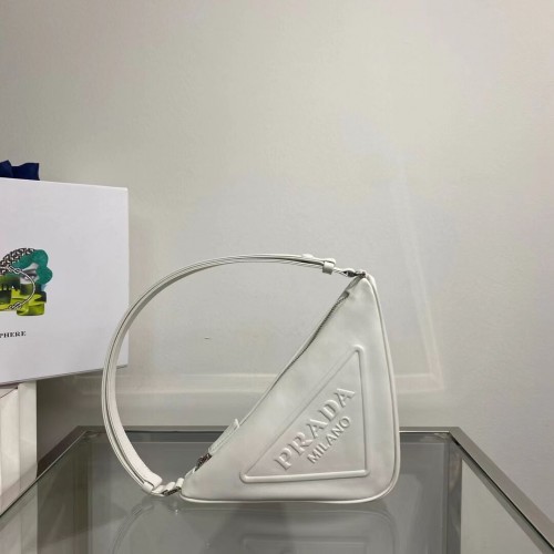 Prada Polstrovaná kabelka z nappa kůže 1BE003 bílá