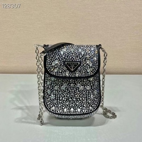 Prada Mini kabelka Prada s krystaly 1BH185 černá