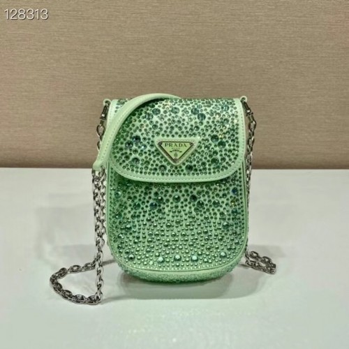 Prada Prada krystalová mini kabelka 1BH185 zelená