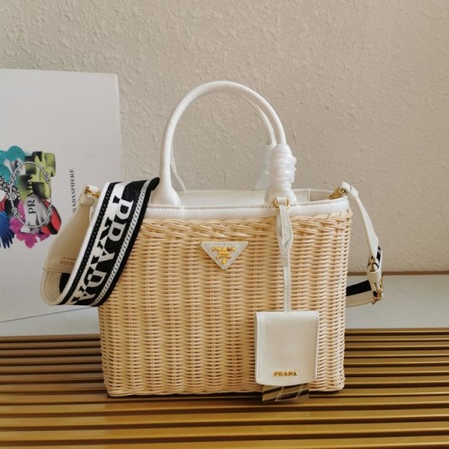 Prada Raffia taška tote 1BG835 bílá