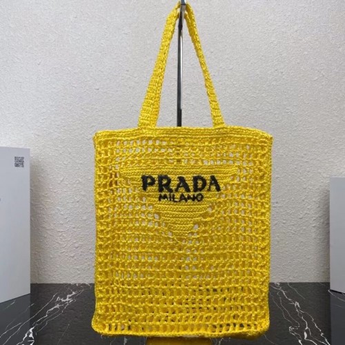 Prada Raffia taška tote 1CH393 žlutá