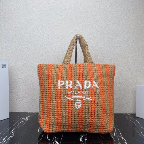 Prada Raffia taška tote 1NE229 oranžová