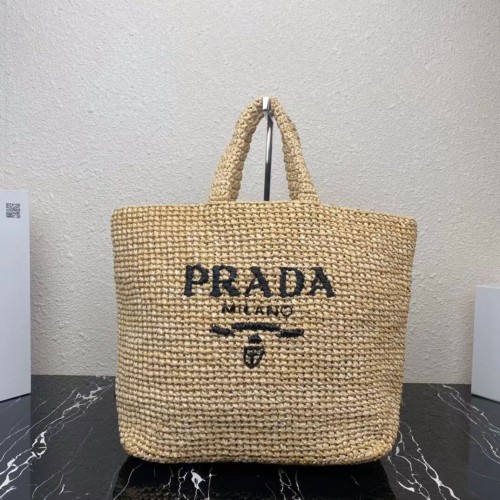 Prada Raffia taška tote 1NE229 hnědá