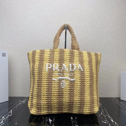 Prada Raffia taška tote 1NE229 žlutá