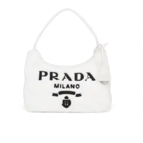 Prada Re-Edition 2000 froté mini kabelka 1NE515 bílá