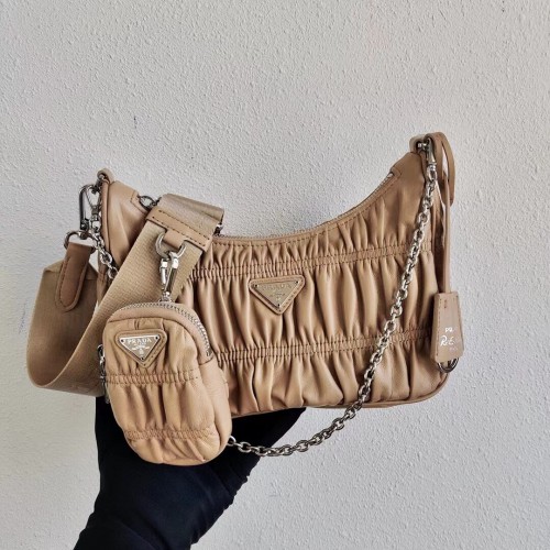 Kožená kabelka Prada Re-Edition 2005 1BH20 Biscuits