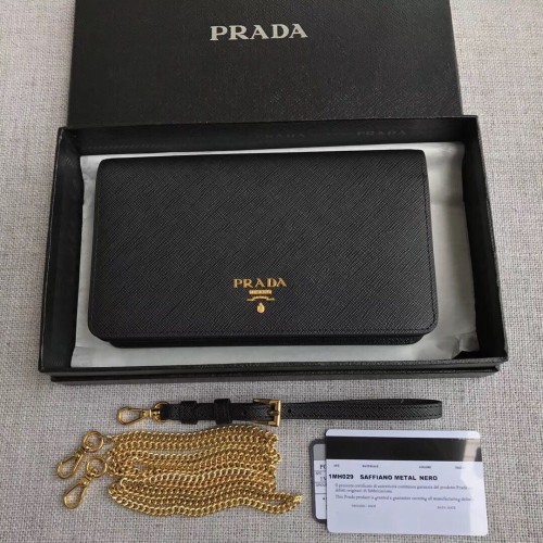 Prada Saffiano kožená mini kabelka 1HZ029 černá