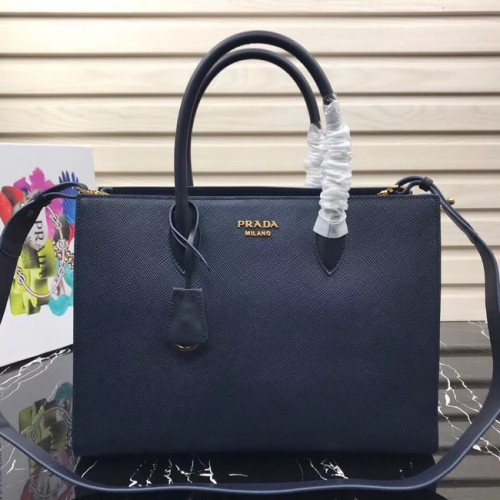 Prada Saffiano Leather Tote Large 1BA153 tmavě modrá