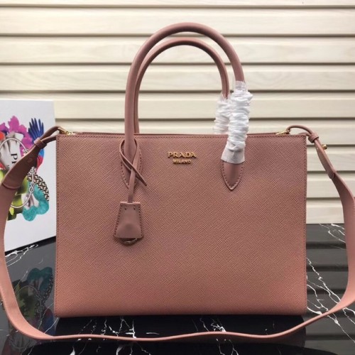 Prada Saffiano Leather Tote Large 1BA153 růžová