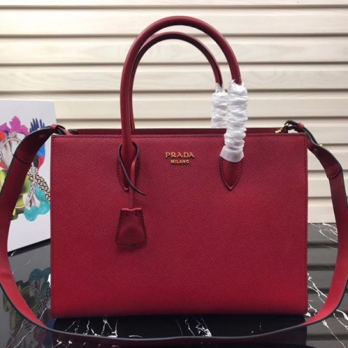 Prada Saffiano Leather Tote Large 1BA153 červená