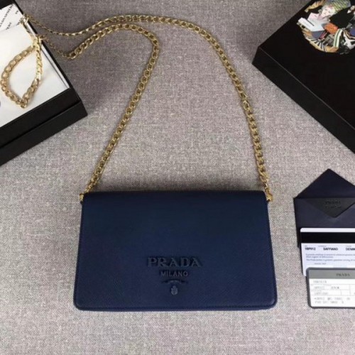Prada Saffiano Logo Skládací Taška Přes Rameno 1BP012 Modrá