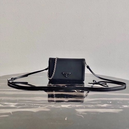 Prada Saffiano kožená kabelka přes rameno 2BP019 černá