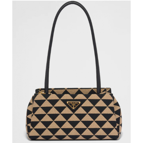 Prada Malá vyšívaná látková kabelka Symbole 1BA368 béžová