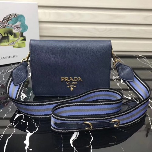 Prada telecí kožená kabelka přes rameno 1BD102 tmavě modrá