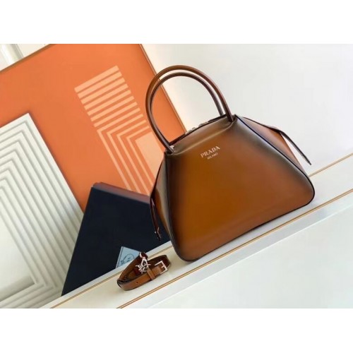 Kožená taška Prada 1BD663A karamelová