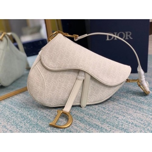 PODSEDLOVÁ TAŠKA Gray Dior Oblique Embroidered Denim M0446C cream
