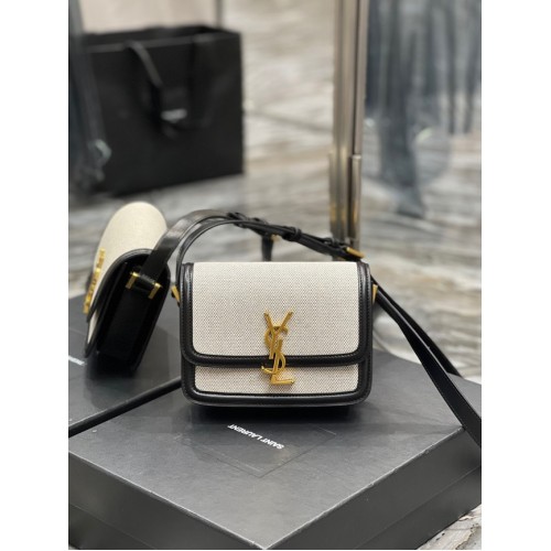 MALÁ TAŠKA SAINT LAUREN SOLFERINO Z LAKOVANÝCH VLÁKEN 634306 černá