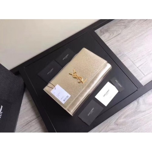 SAINT LAURENT kožená spojka Cassandre 57312 zlatá