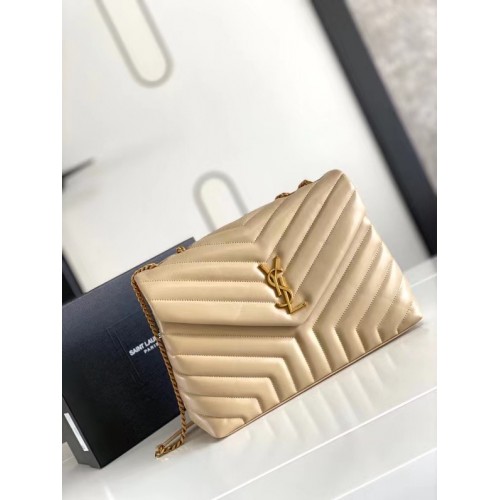 Hodinky SAINT LAURENT LOULOU MEDIUM Z KŮŽE MATELASSE 459749 SLONOVÁ SLEVOVÁ PŘÍRODNÍ